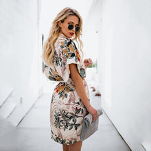 Load image into Gallery viewer, Printed V-neck Knee-length Dress
