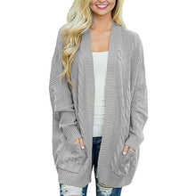 Load image into Gallery viewer, Mid-length Large Double-pocket Twist knitted Cardigan Sweater
