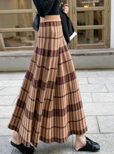 Load image into Gallery viewer, Vintage Polyester High Waist Micro-Elastic Long Plaid Skirt
