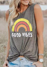 Load image into Gallery viewer, Rainbow Cotton Letter Round Neck Pattern Modern Loose Standard T Shirt

