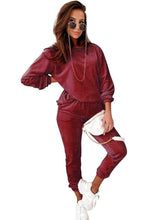 Load image into Gallery viewer, Casual Velvet Solid Color Round Neck Long Sleeve Top &amp; Ankle Length Pant Suits
