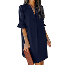 Load image into Gallery viewer, Women&#39;s Solid Color Simple Shirt Dress
