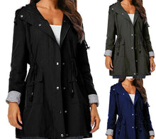 Load image into Gallery viewer, Women&#39;s Casual Solid Color Zippered and Buttoned Mid-length Windbreaker
