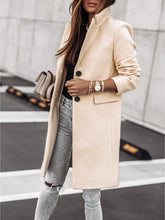 Load image into Gallery viewer, Autumn and winter simple long-sleeved button coat
