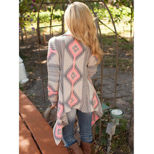 Load image into Gallery viewer, Color Block Irregular Mid-length Knitted Cardigan Sweater
