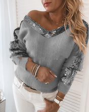 Load image into Gallery viewer, New V-neck Long-sleeved Sweatshirt Top
