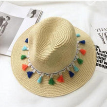 Load image into Gallery viewer, Korean Style Color Tassel Women&#39;s Shade Sun Protection Straw Hat

