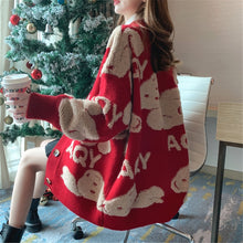 Load image into Gallery viewer, Loose Net Red Knitted Cardigan Sweet Style Thickened Sweater

