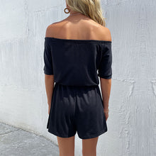 Load image into Gallery viewer, New Black Strapless Short-sleeved One-shoulder Jumpsuit
