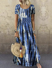 Load image into Gallery viewer, Women&#39;s Round Neck Short Sleeve Tie Dye Print Maxi Dress
