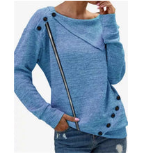 Load image into Gallery viewer, Long Sleeve Buttoned Leather Striped Lapel Knit Top
