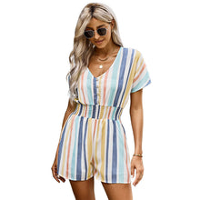 Load image into Gallery viewer, Summer New Striped Loose Short Sleeve Slim Women Jumpsuit
