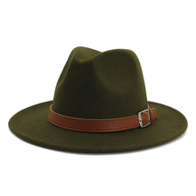 Charger l&#39;image dans la galerie, Fashion Felt Plain Color Belt Buckle Fedora Hat
