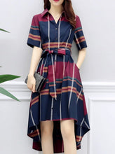 Load image into Gallery viewer, Women&#39;s Irregular Plaid Shirt Waist Dress
