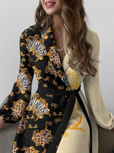 Load image into Gallery viewer, Fall New Floral Print Lapel Long Sleeve Dress
