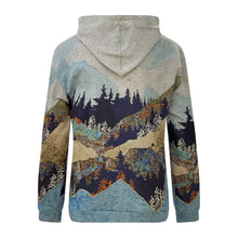 Load image into Gallery viewer, Ladies Fashion Mountain Treetop Print Long Sleeved Hoodie
