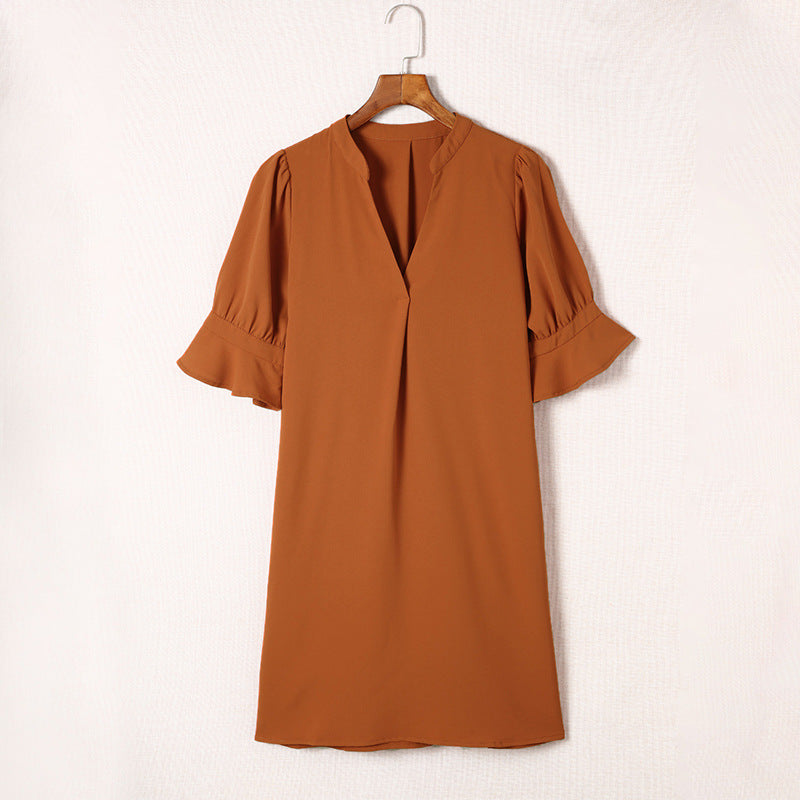 Women's Solid Color Simple Shirt Dress