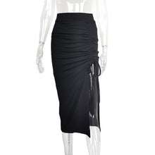Charger l&#39;image dans la galerie, European And American Women&#39;s High Waist Slit Pleated Skirt
