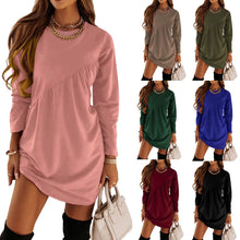 Load image into Gallery viewer, Women&#39;s Long Sleeve Mini Tunic Casual Round Neck Loose Dress
