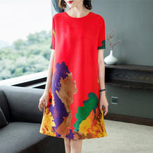 Load image into Gallery viewer, Women&#39;s Fashion Large Size Loose Casual Straight Skirt V-Neck Print Dress
