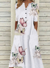 Load image into Gallery viewer, Women&#39;s Printed Pocket V Neck Loose Casual Long Dress
