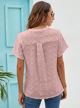 Load image into Gallery viewer, Chiffon Shirt Short Sleeve V Neck Polka Dot
