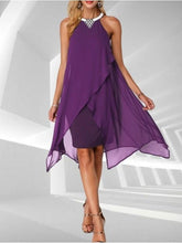 Load image into Gallery viewer, Asymmetric double-knee chiffon dress
