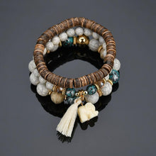 Load image into Gallery viewer, Bohemian Elephant Fringed Pendant Wood Beads Multi-layer Bracelet
