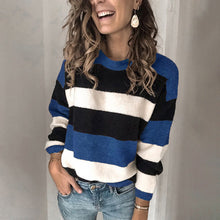Charger l&#39;image dans la galerie, Plus size women&#39;s contrast striped sweater
