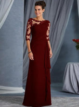Charger l&#39;image dans la galerie, Elegant Round Neck Long Sleeve Plain Polyester Semi Dress

