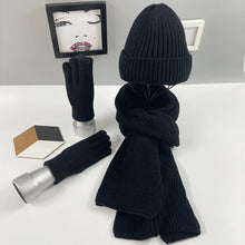 Load image into Gallery viewer, Multi-piece Knitted Scarf Hat And Gloves Three-piece Set
