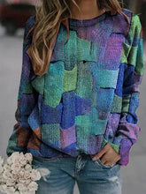 Load image into Gallery viewer, Casual Polyester Round Neck Colorful Printed Loose Sweater
