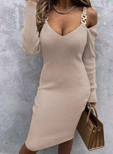 Load image into Gallery viewer, Women&#39;s Thread Waist Long Sleeve Knitted Slim-fitting Winter Dress
