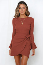 Load image into Gallery viewer, Elegant Ruffled Long Sleeve Slim-fit Bow Dress
