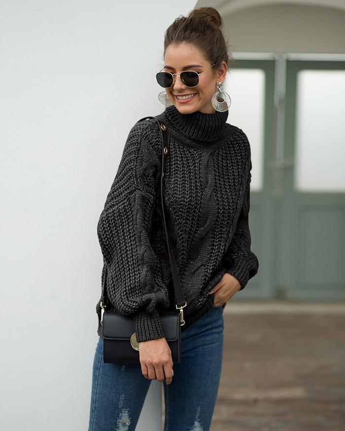 Women's Turtleneck Cotton Blended Sweater
