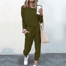 Load image into Gallery viewer, Loose Solid Color Long Sleeve Casual Pants Set
