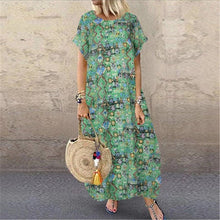 Load image into Gallery viewer, Fashionable Short Sleeve Round Neck Print Loose Maxi Dress
