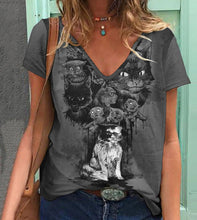 Load image into Gallery viewer, Women&#39;s Top Print V-neck Short-sleeved T-shirt
