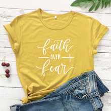 Load image into Gallery viewer, Faith Over Fear Christian T-Shirt Religion Clothing For Women Faith Shirt
