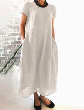 Load image into Gallery viewer, Cotton and Linen Solid Color Plus Size Loose Dress
