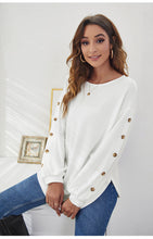 Load image into Gallery viewer, Ladies Casual Round Neck Lantern Long Sleeve Loose T-Shirt
