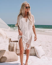Charger l&#39;image dans la galerie, Knitted fringed hollow bikini with swimsuit blouse Cover Ups
