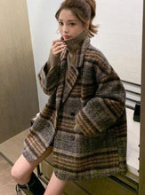 Load image into Gallery viewer, Loose Small Plaid Tweed Mid-length Thick Woolen Coat

