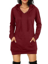 Load image into Gallery viewer, Women&#39;s Casual Polyester Long Sleeve Medium Length Hooded Dress
