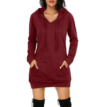 Charger l&#39;image dans la galerie, Women&#39;s Casual Polyester Long Sleeve Medium Length Hooded Dress
