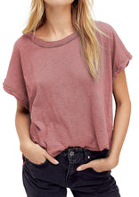 Load image into Gallery viewer, Women&#39;s Solid Round Neck Short Sleeve T-shirt

