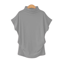Load image into Gallery viewer, Simple Plain High-neck Short Bat Sleeve T-shirt
