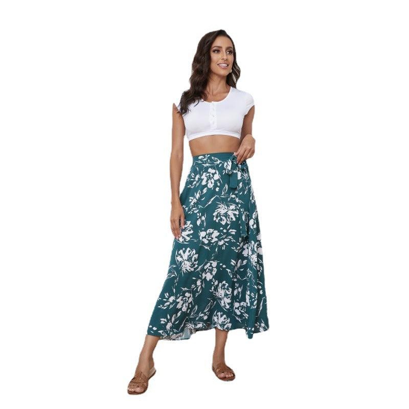 Women's Fashion Floral Print Chiffon Skirt