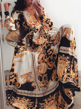 Charger l&#39;image dans la galerie, &lt;transcy&gt;Robe longue imprimée en coton mélangé et décolleté vintage&lt;/transcy&gt;
