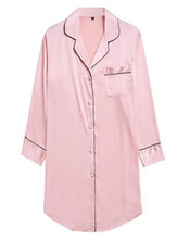 Charger l&#39;image dans la galerie, &lt;transcy&gt;Col de chemise de couleur unie en polyester Bouton régulier Vêtements de nuit amples simples&lt;/transcy&gt;
